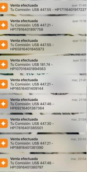 Ventas efectuadas Hotmart